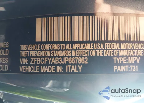 2018 Fiat 500X Blue Sky Edition Awd z USA, uszkodzony, nr VIN ZFBCFYAB3JP667862